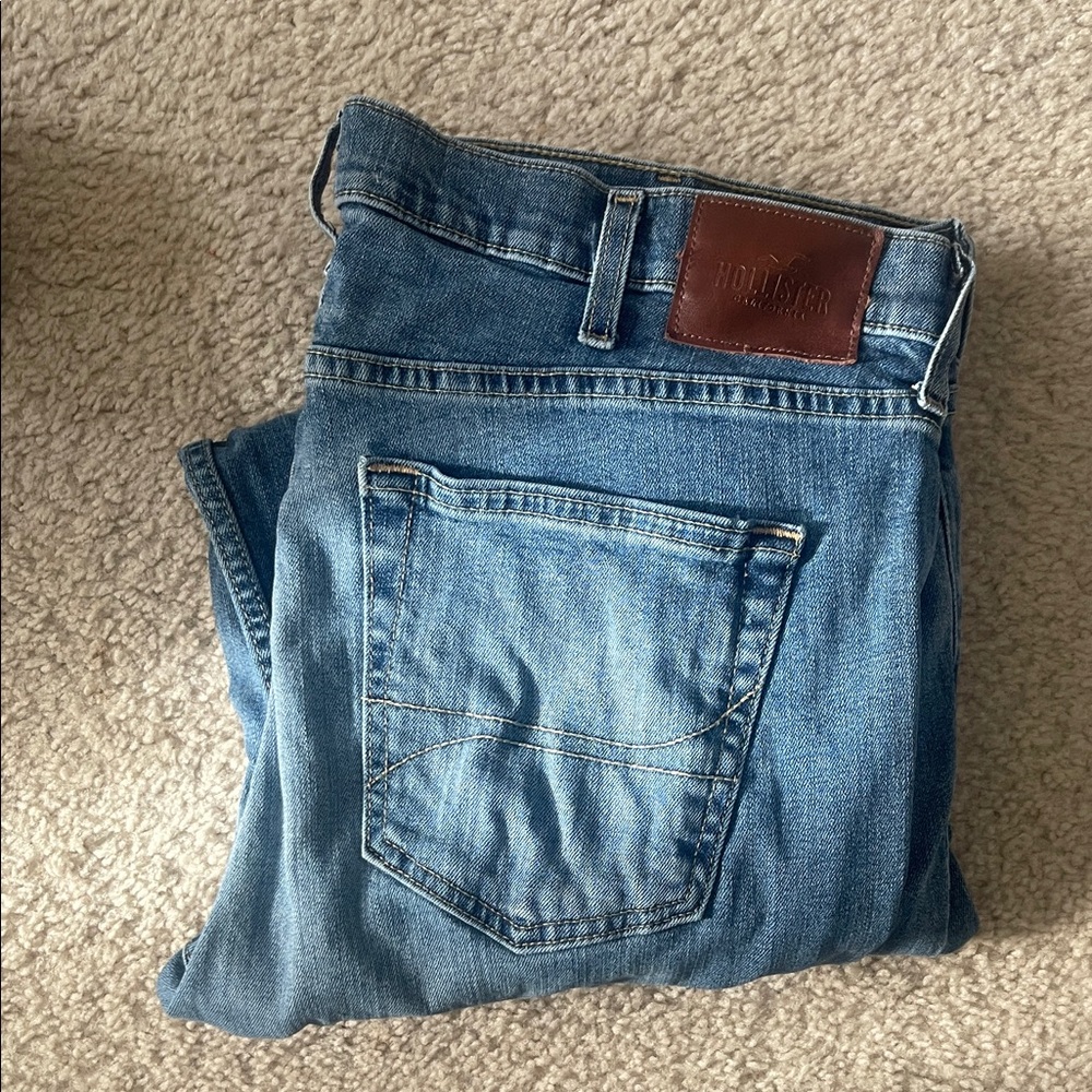 Hollister Men's Denim Jeans with Leather Patch